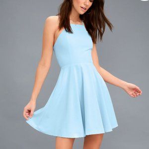 Lulu's Call to Charms Light Blue Skater Dress